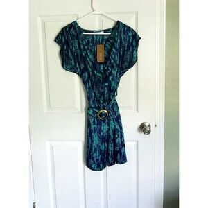Moonlight NWT Draped Vibrant Dress M with Belt, Pockets, and Shoulder Zippers